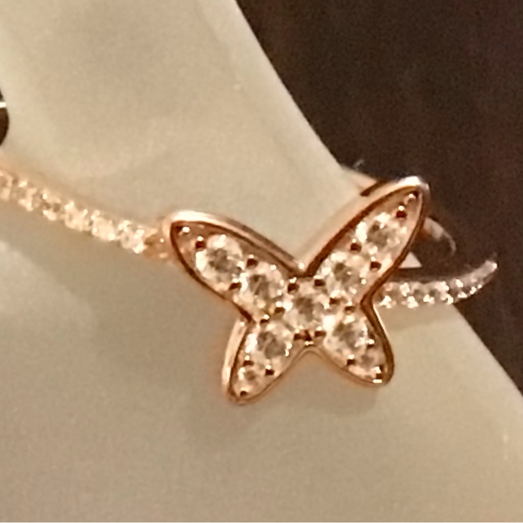 New Diamonique Butterfly Ringsize 10rose Over Sterling